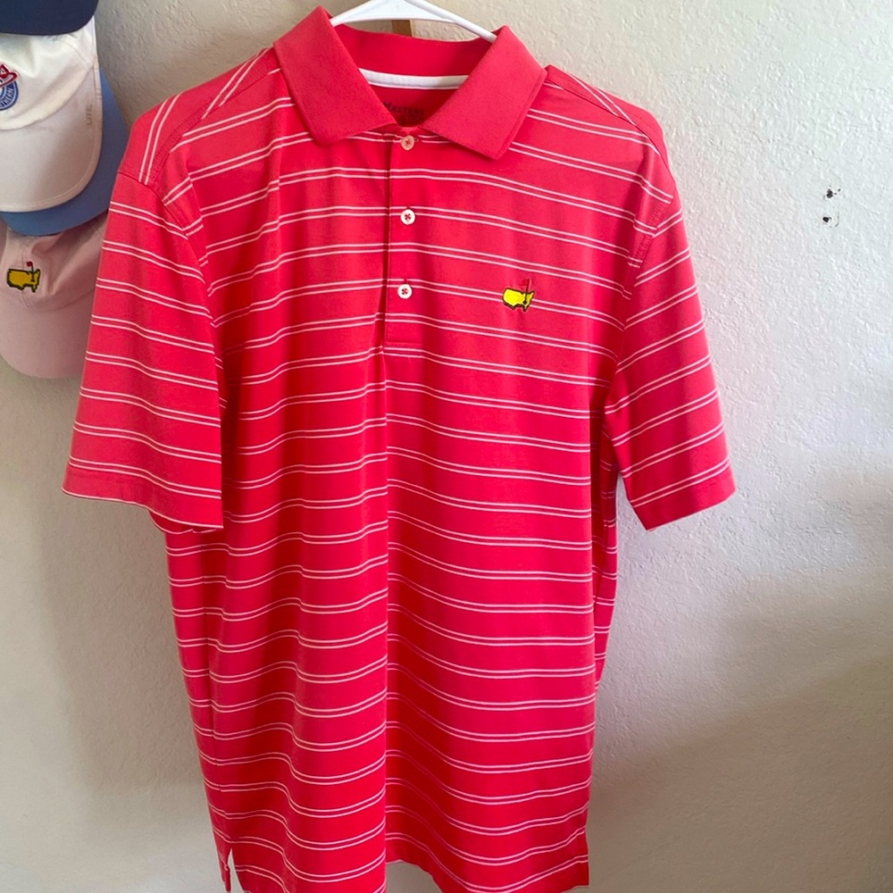 Hardly worn red masters tech golf shirt